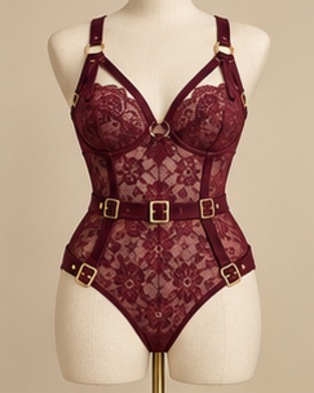 Burgundy Bondage-Inspired Body