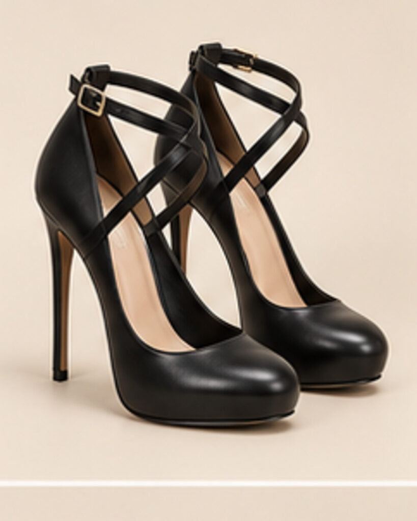 Noir Seduction Ankle-Strap Pumps