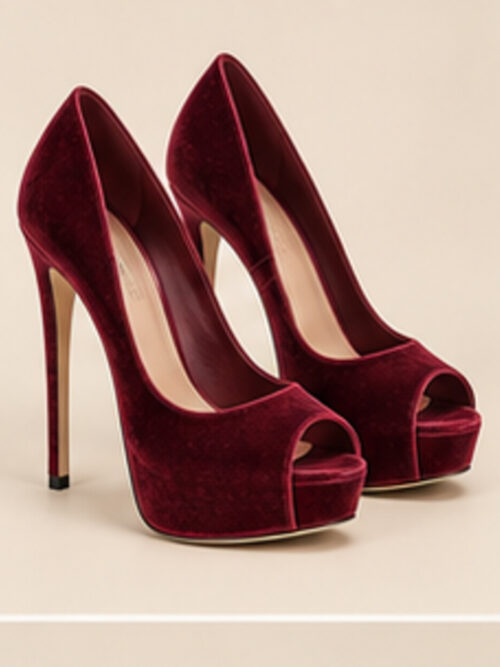 Velvet Night Peep-Toe Heels