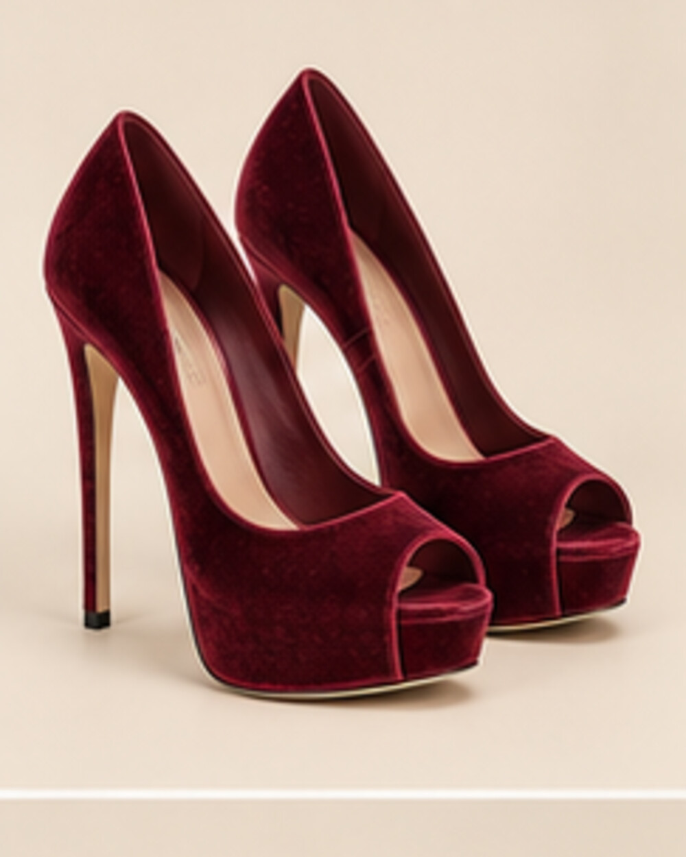 Velvet Night Peep-Toe Heels