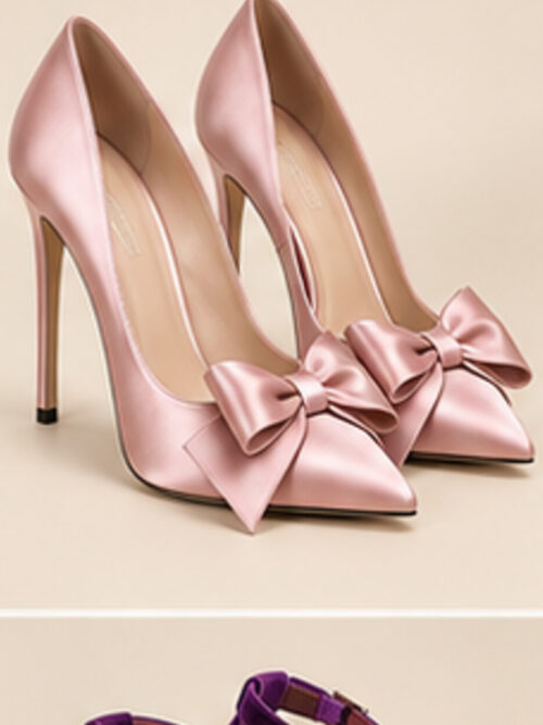 Rose Allure Satin Bow Heels