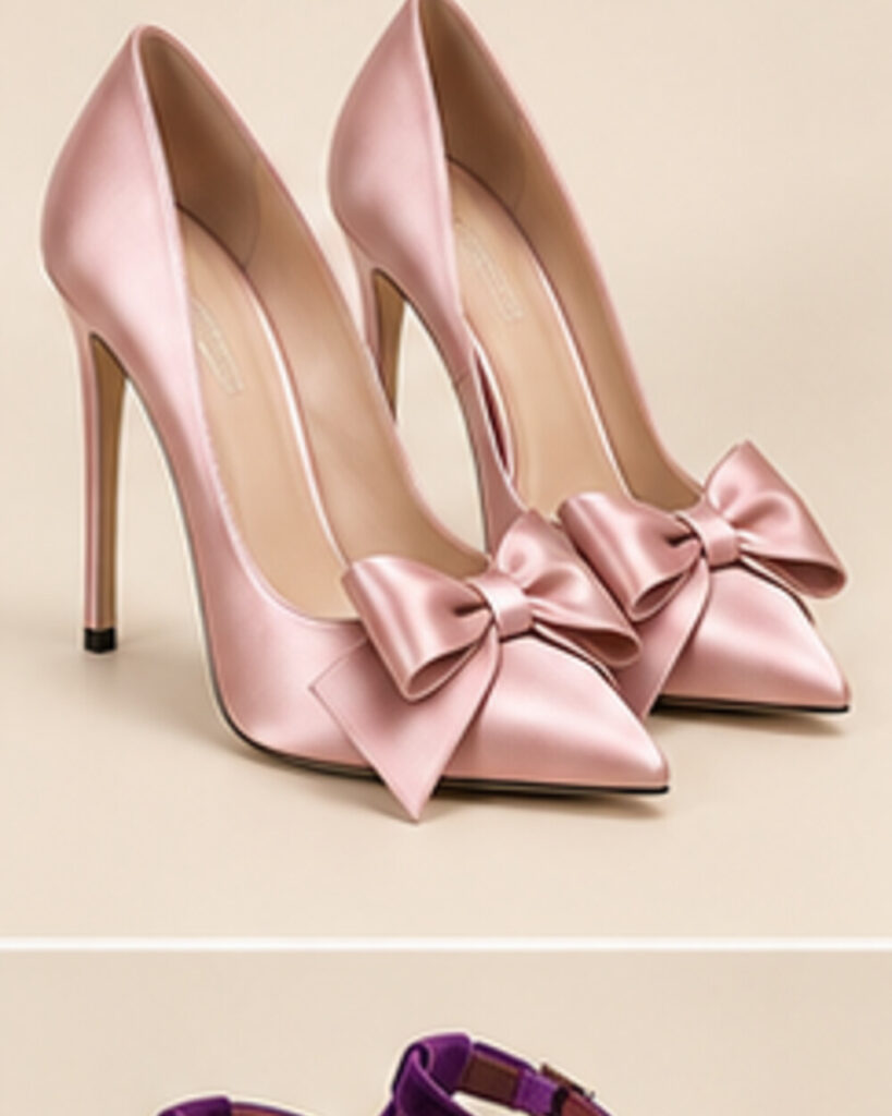 Rose Allure Satin Bow Heels