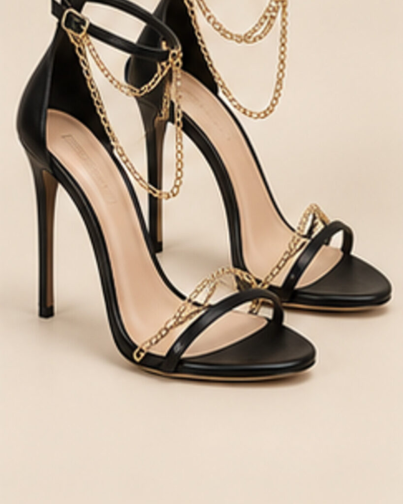 Midnight Chain Stiletto Sandals